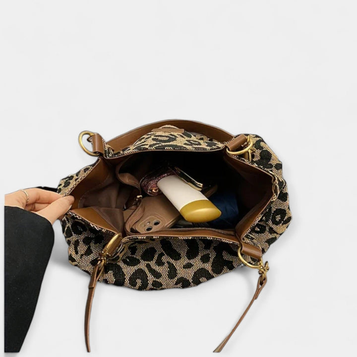 Shoulder bag with animal print