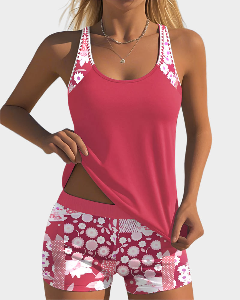 Comfortable Two-Piece Swimwear with Floral Design
