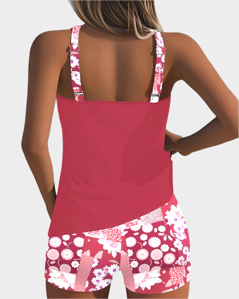 Comfortable Two-Piece Swimwear with Floral Design