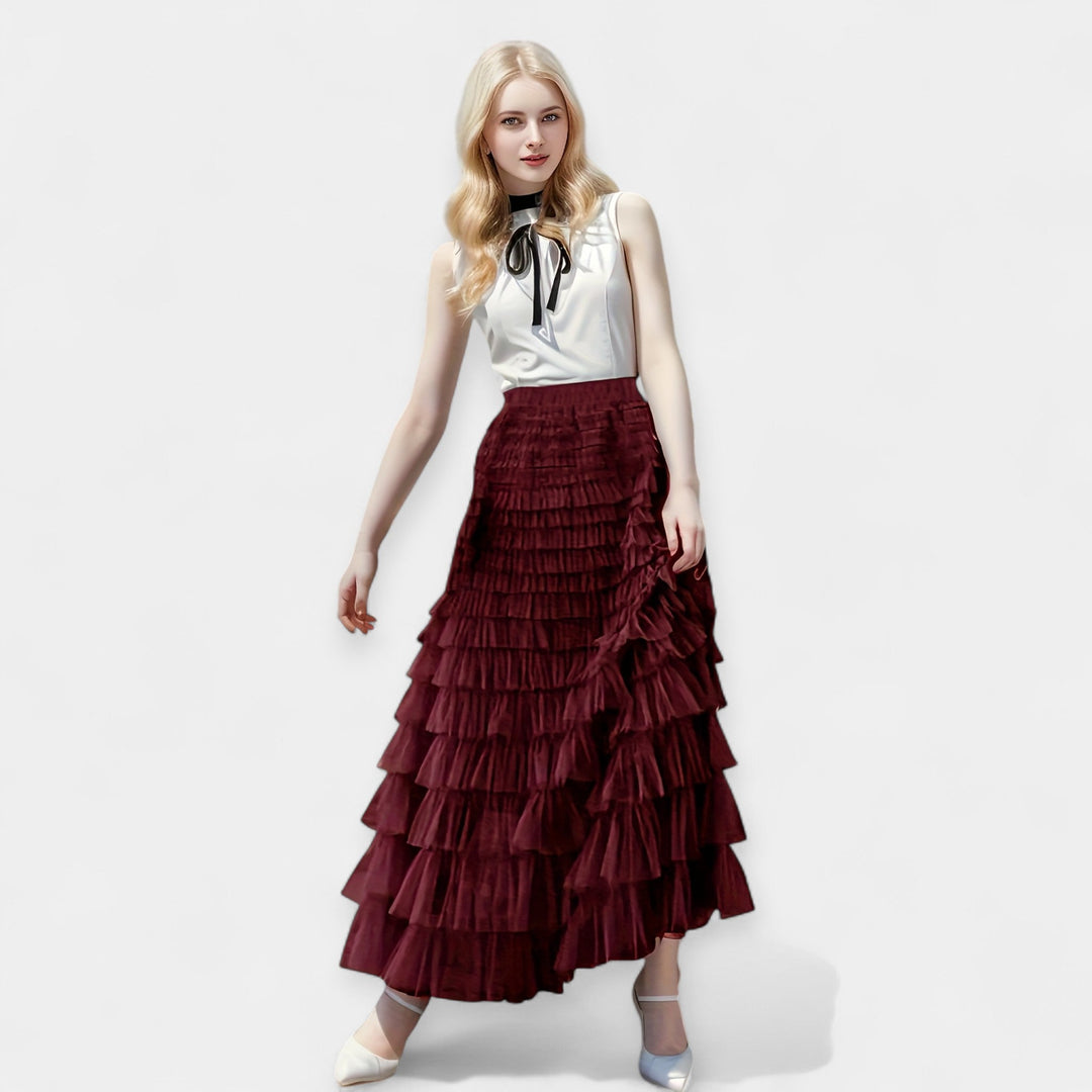 Elegant Skirt with Tulle Decorative Detail