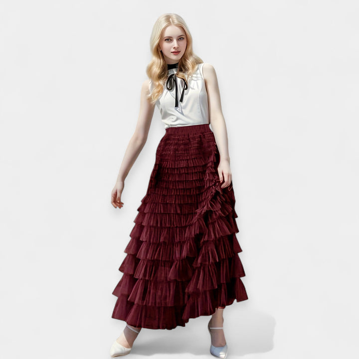 Elegant Skirt with Tulle Decorative Detail