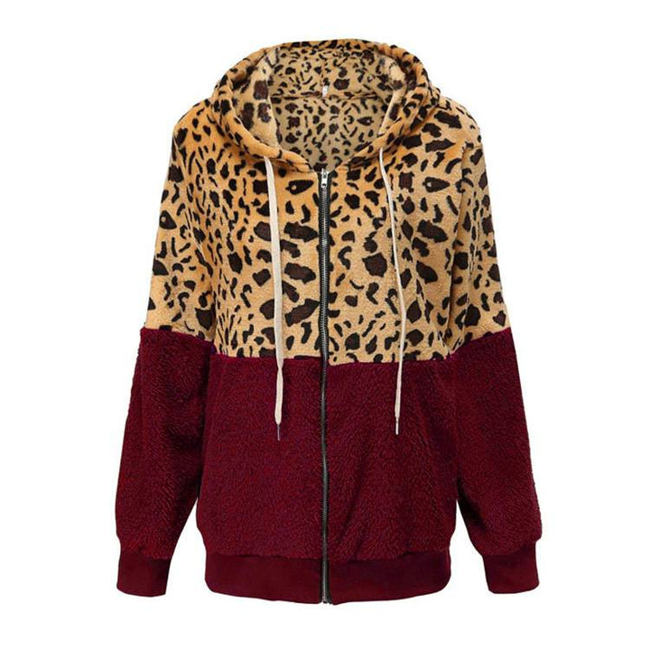 Lea - Fleece Sweatshirt with Leopard Design