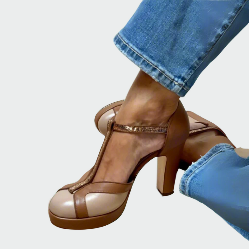 T-shaped stilettos with strap