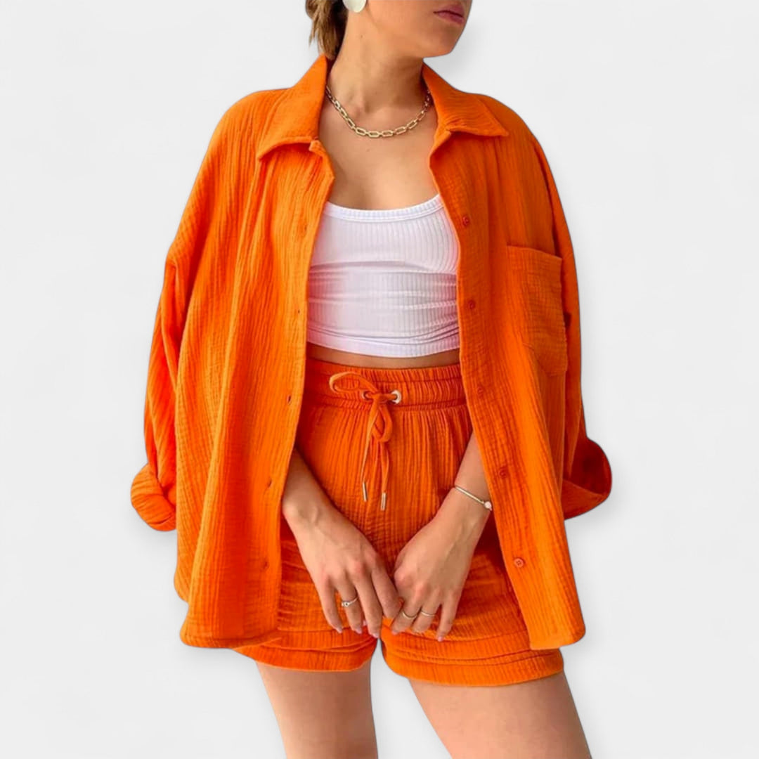 Two-Tone Summer Set Top and Shorts