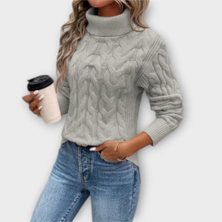 Amelia – Elegant High Neck Knit Sweater