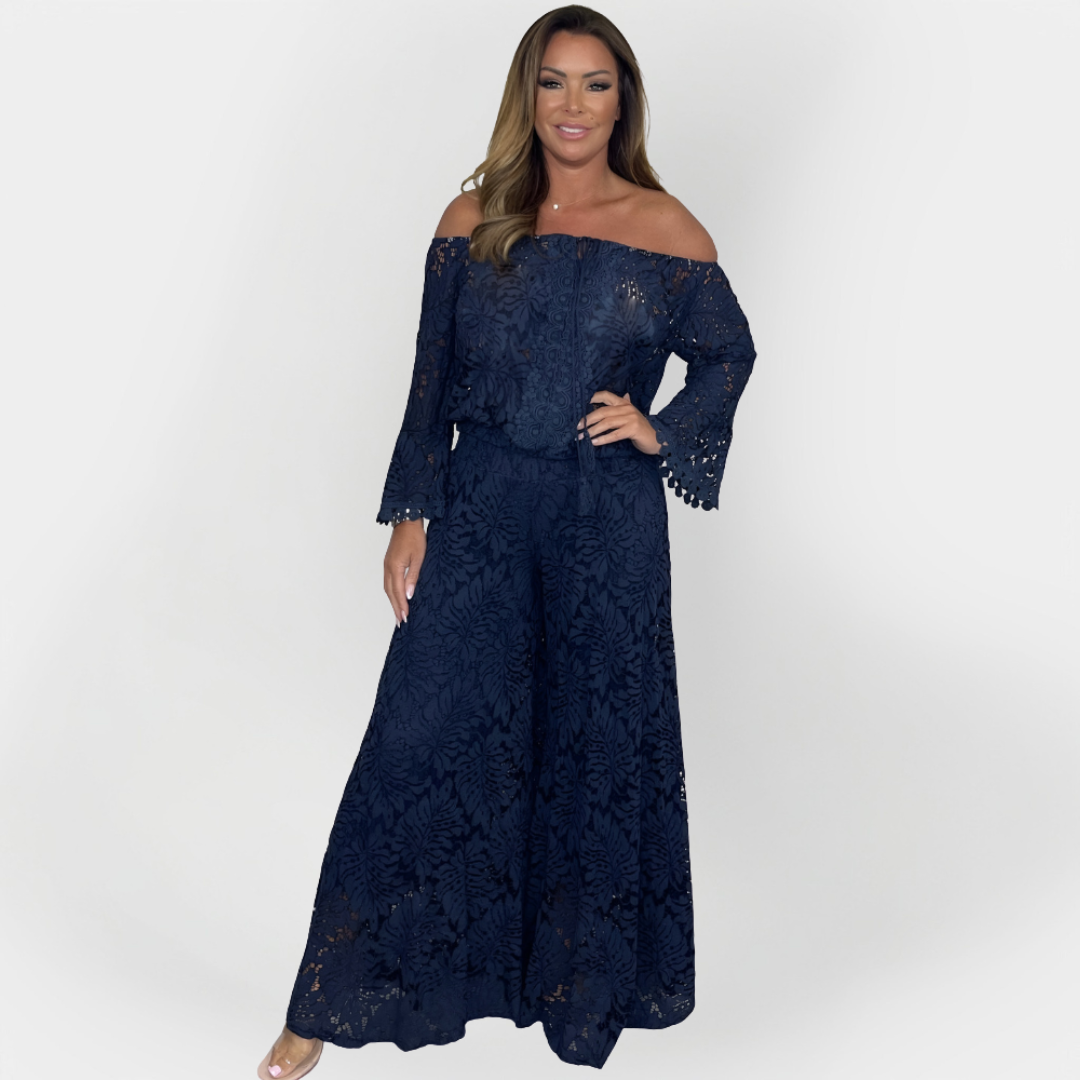 Jumpsuit with Off-Shoulder and Lace