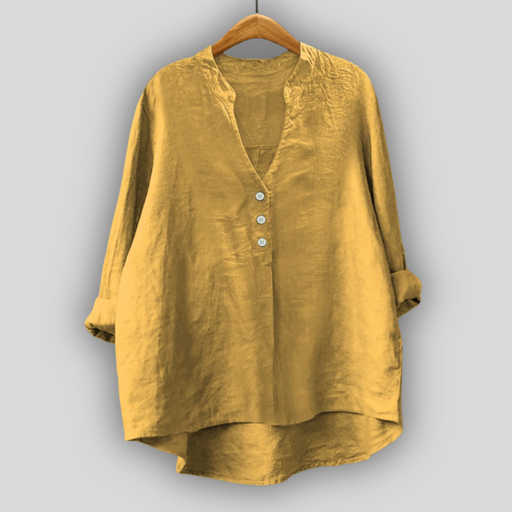 Brown linen blouse with buttons