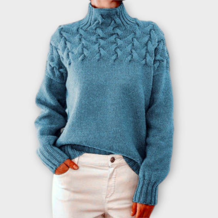Eva - Women's Sweater with Cable Knit Details