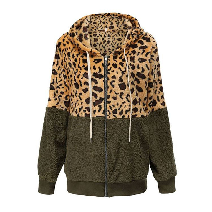 Lea - Fleece Sweatshirt with Leopard Design