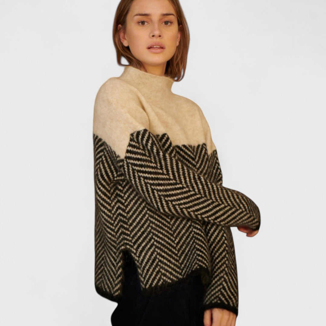 Malene - High Neck Cotton Sweater