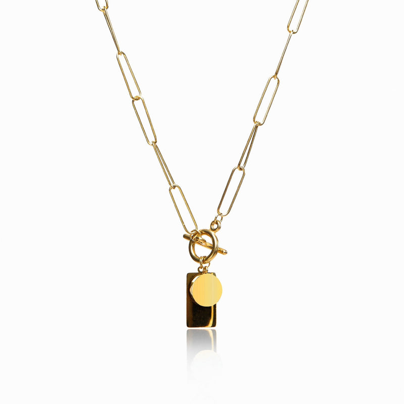 Rectangular Lock Gold Necklace