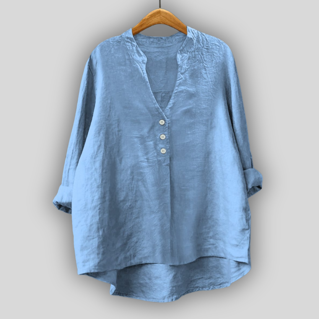 Brown linen blouse with buttons