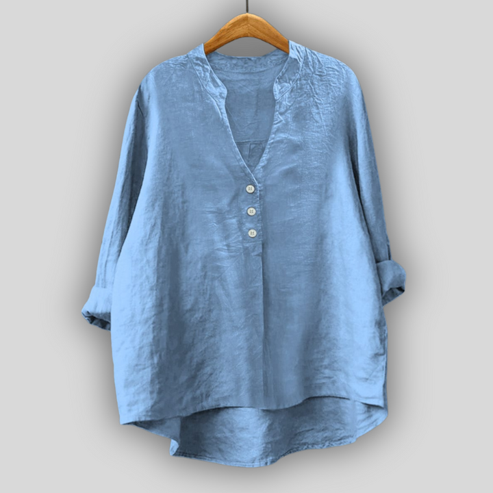 Brown linen blouse with buttons