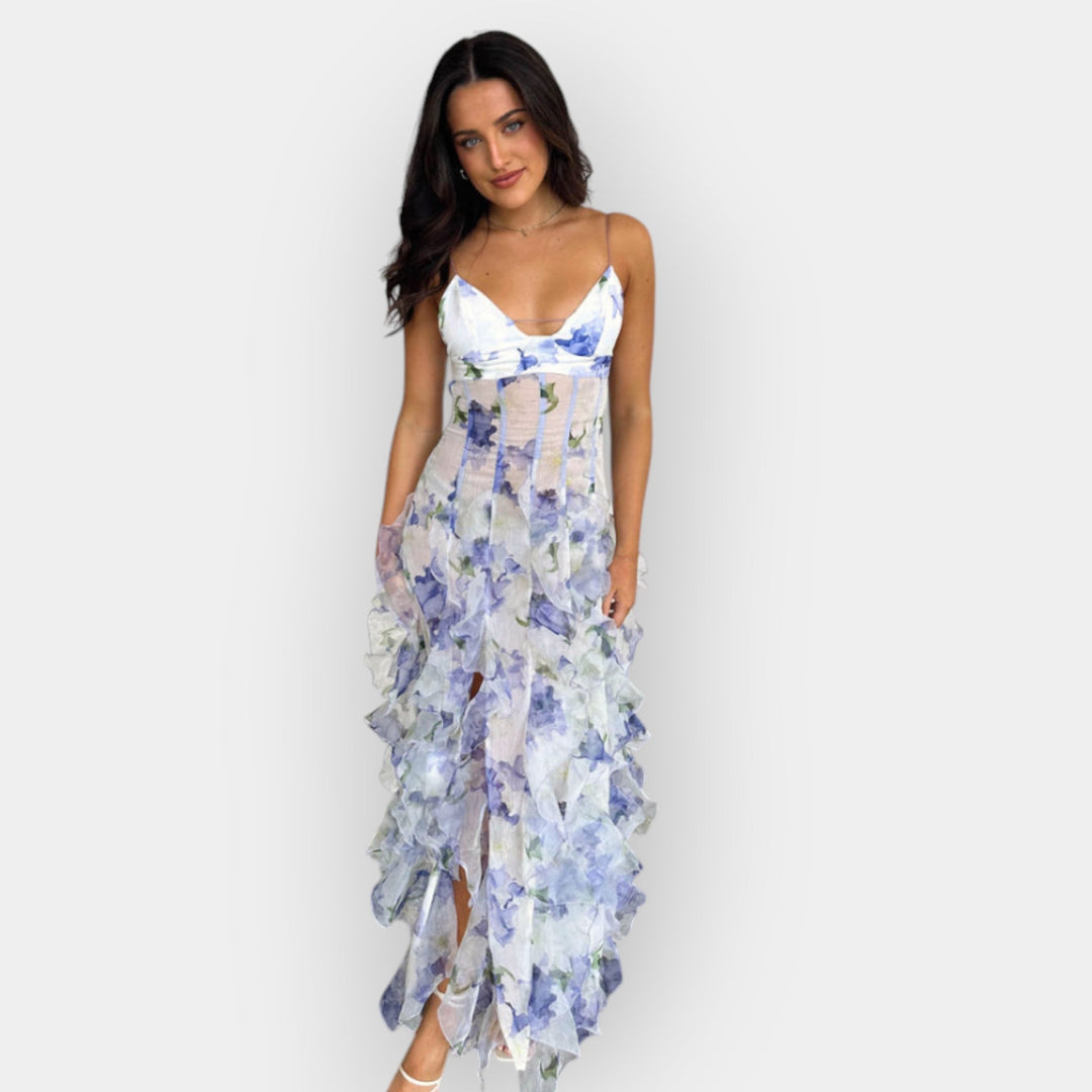 Maxi Dress with Adjustable Ruffles