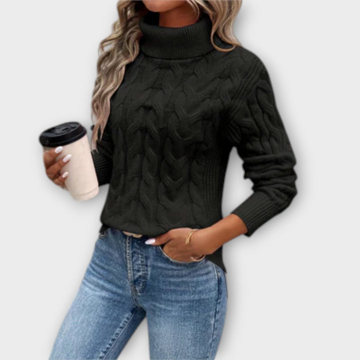 Amelia – Elegant High Neck Knit Sweater