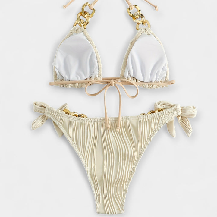 Striped Bikini Set with Seams