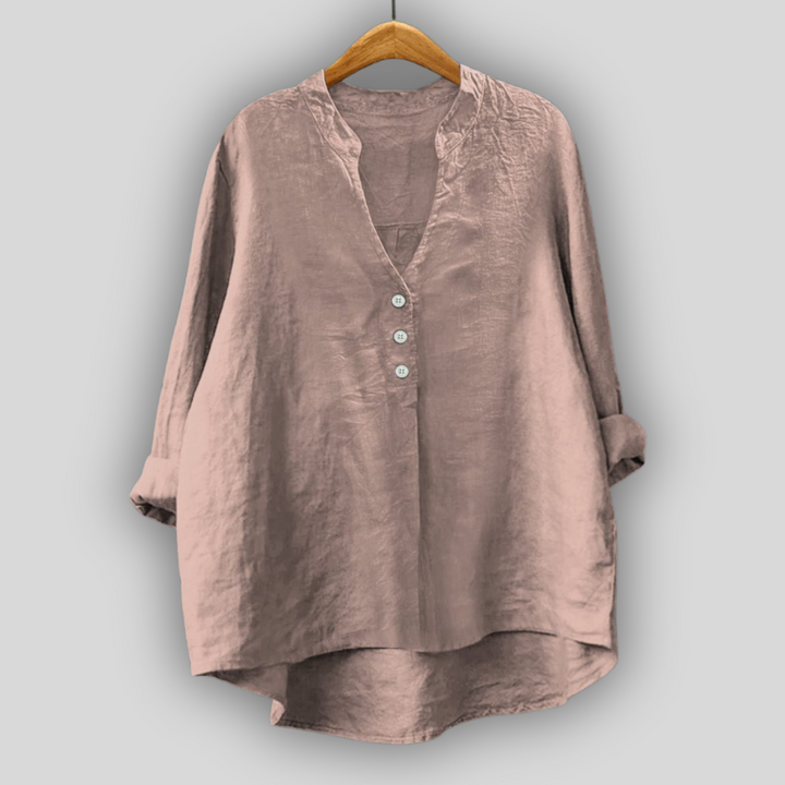 Brown linen blouse with buttons