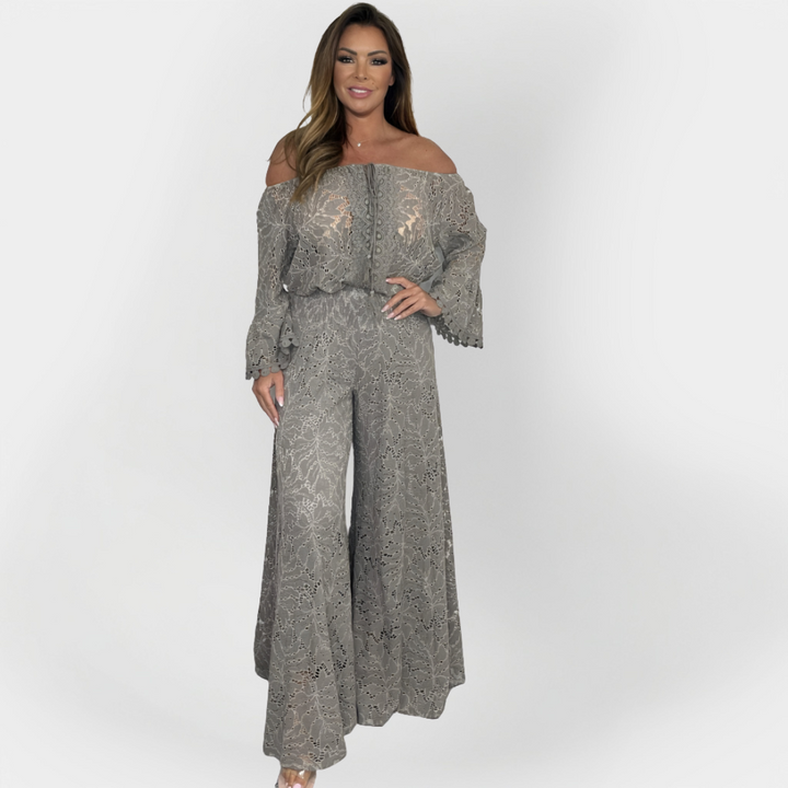 Jumpsuit with Off-Shoulder and Lace