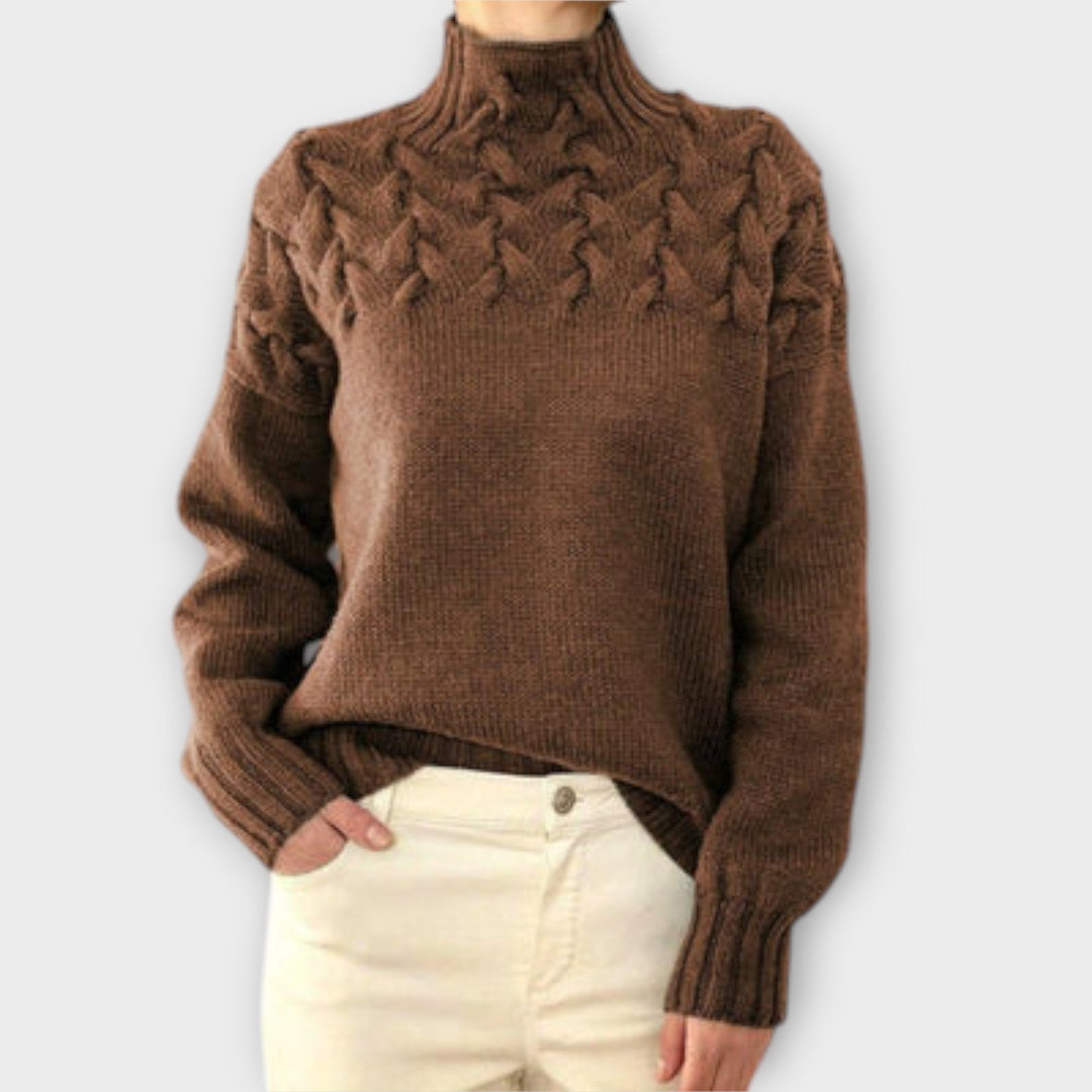 Eva - Women's Sweater with Cable Knit Details