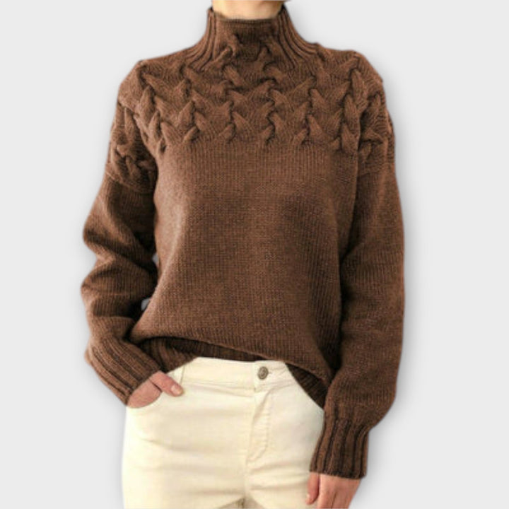 Eva - Women's Sweater with Cable Knit Details