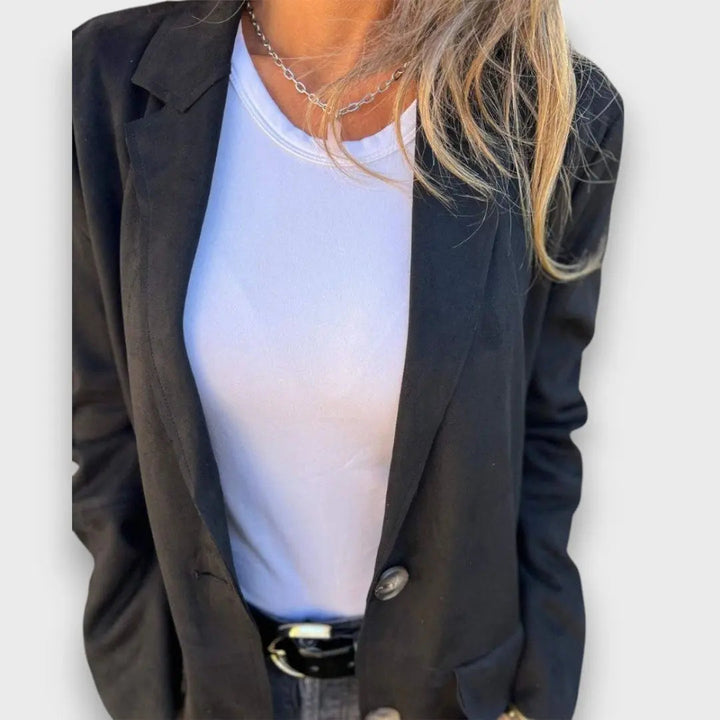 Eloise – Soft Camel Blazer-Cardigan