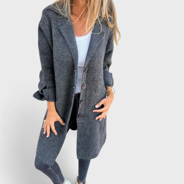 Maila - Long Casual Coat with Lapels