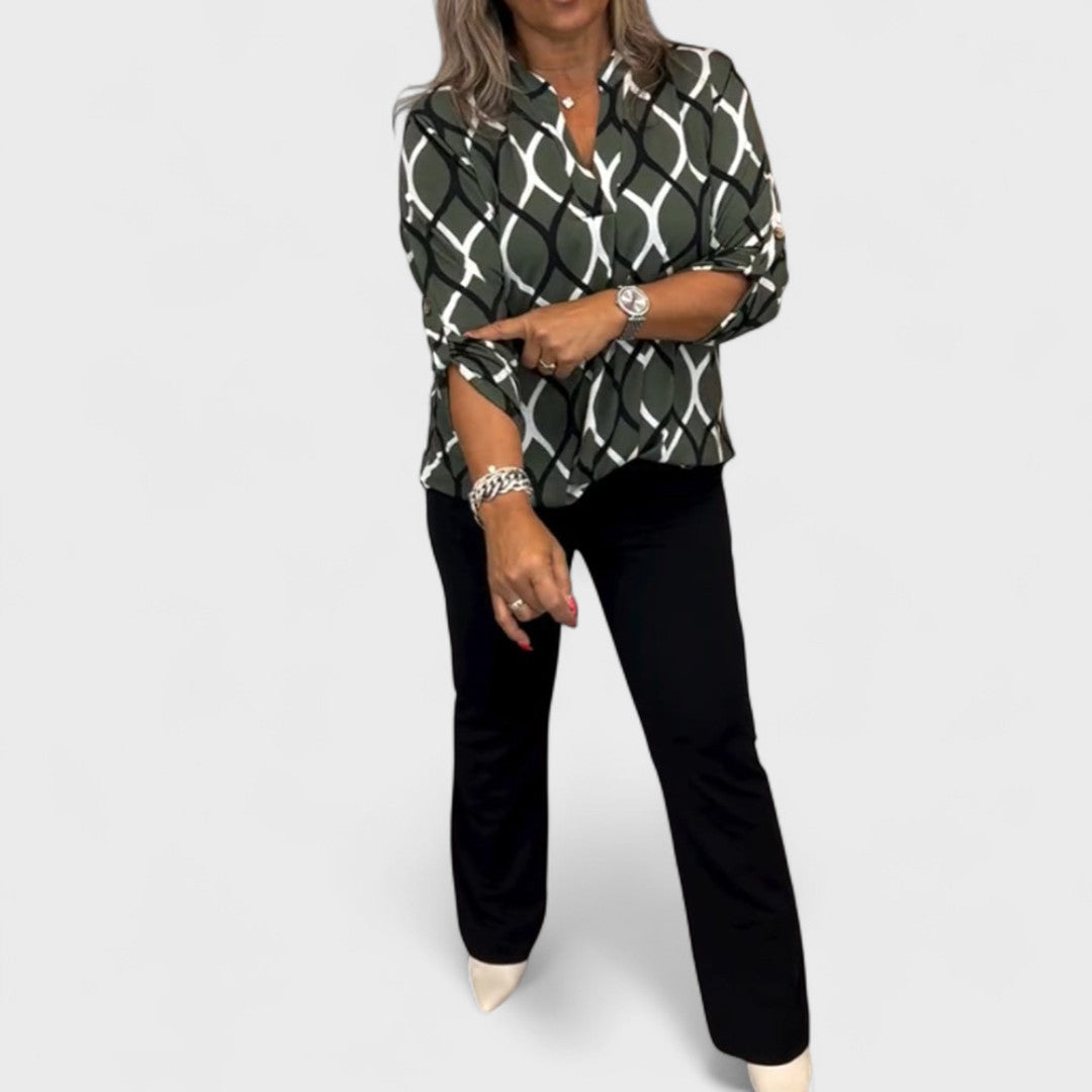 Janny - Casual blouse with long sleeves and elegant pattern