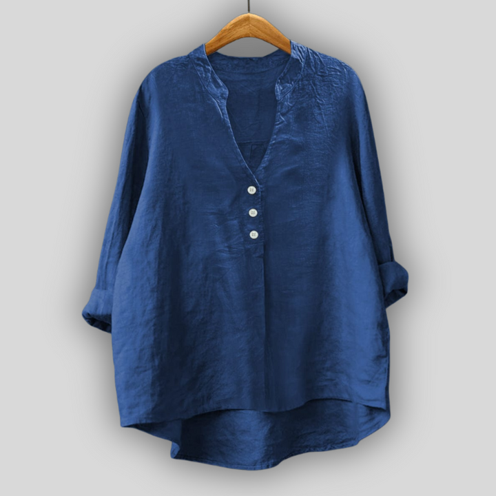 Brown linen blouse with buttons