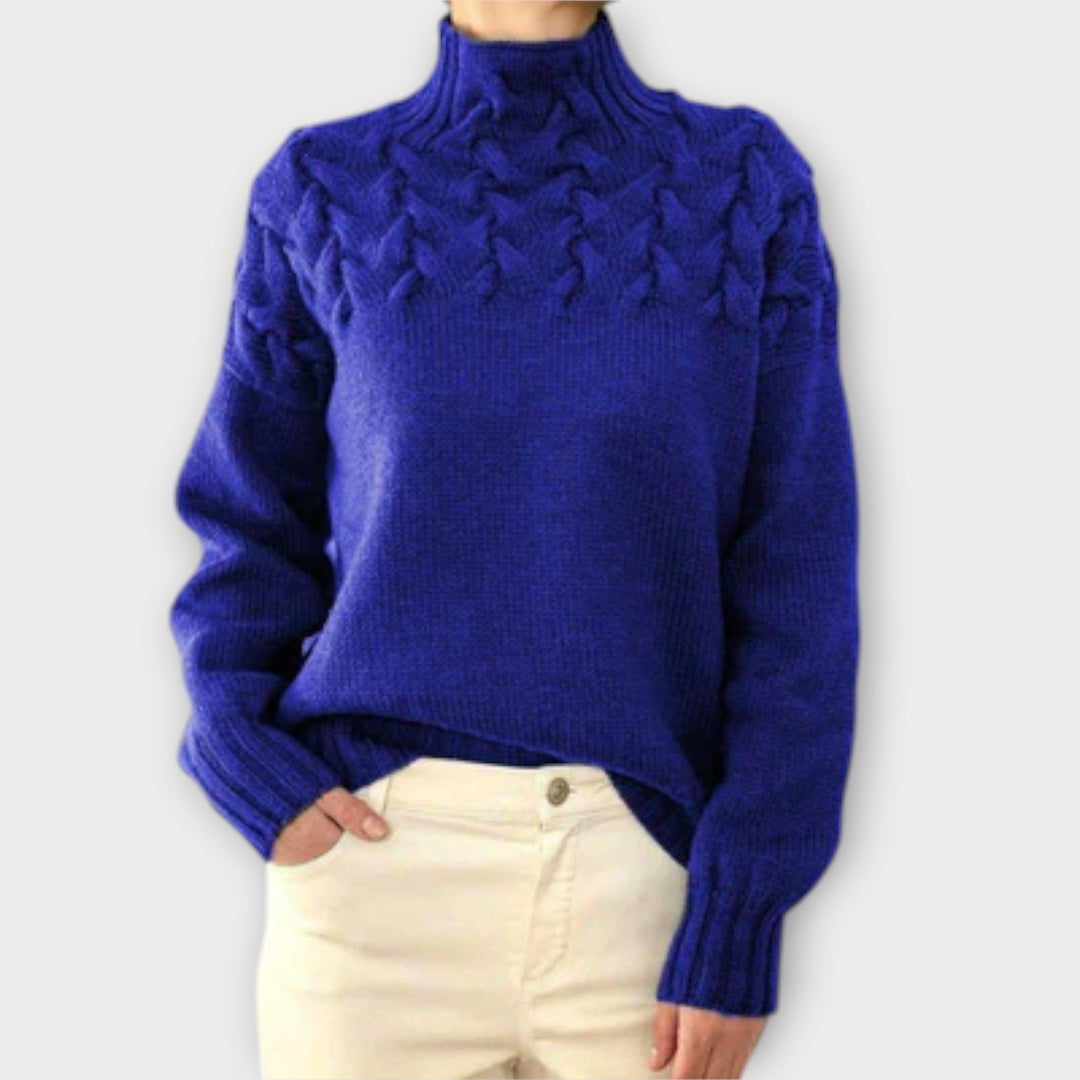 Eva - Women's Sweater with Cable Knit Details