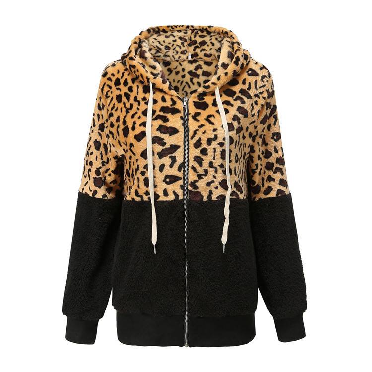 Lea - Fleece Sweatshirt with Leopard Design