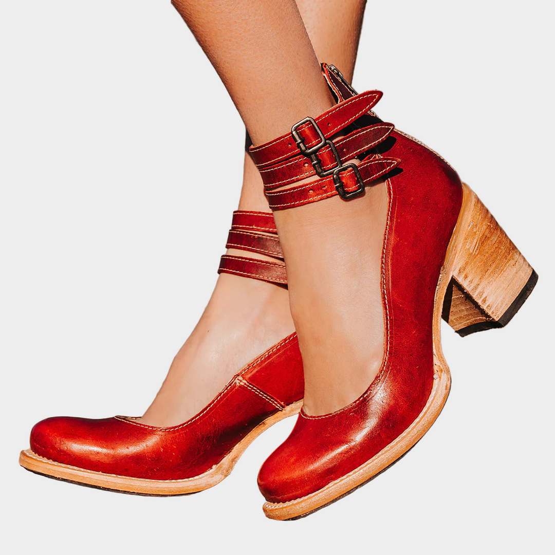 Shoes with Multiple Straps and Thick Heel