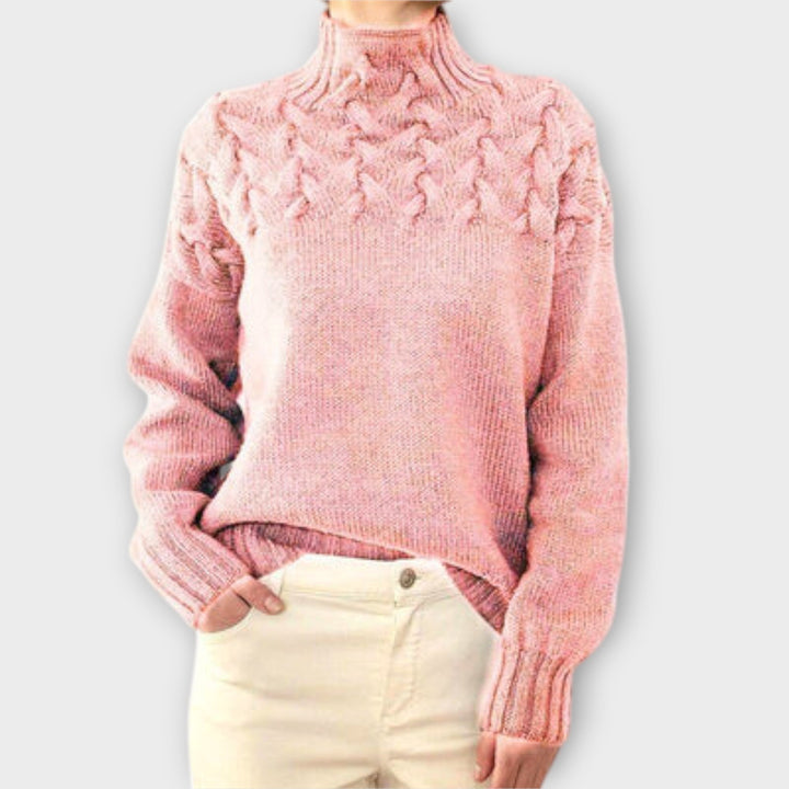 Eva - Women's Sweater with Cable Knit Details
