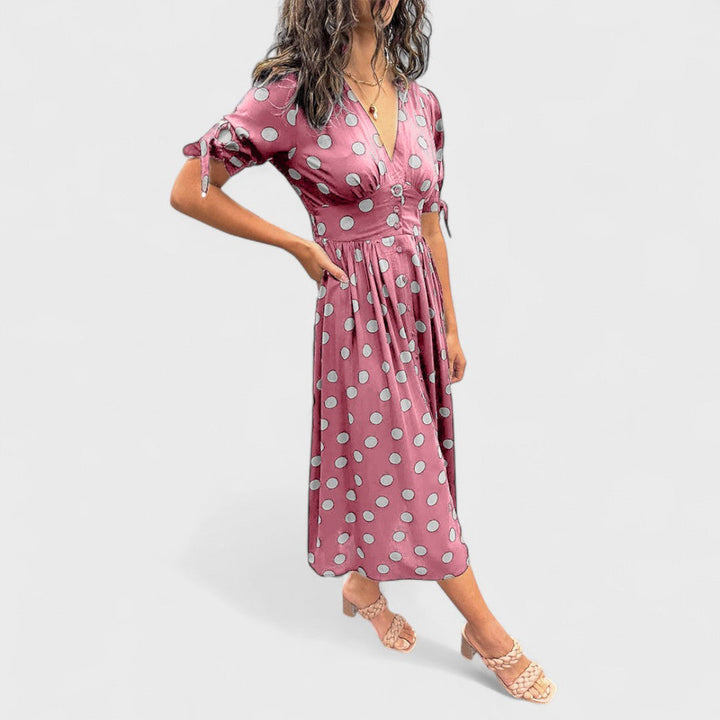 Monique - Elegant Polka Dot Dress