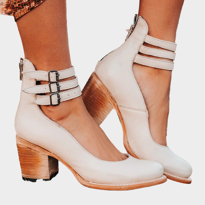 Shoes with Multiple Straps and Thick Heel