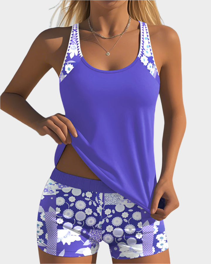 Comfortable Two-Piece Swimwear with Floral Design