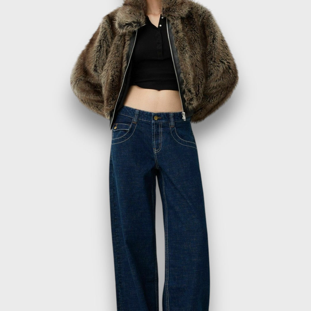 Amelia – Short Faux Fur Jacket with Urban Chic