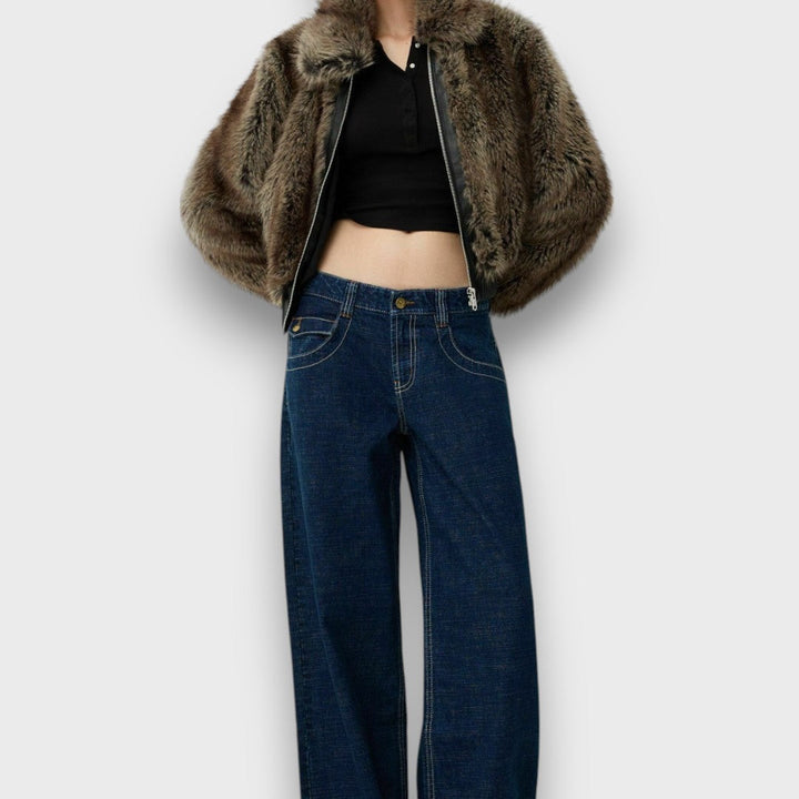 Amelia – Short Faux Fur Jacket with Urban Chic