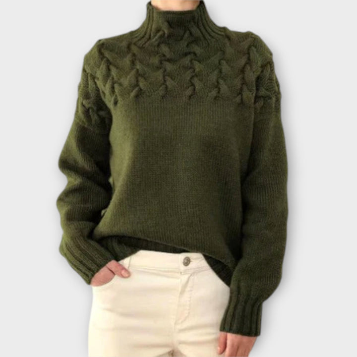 Eva - Women's Sweater with Cable Knit Details