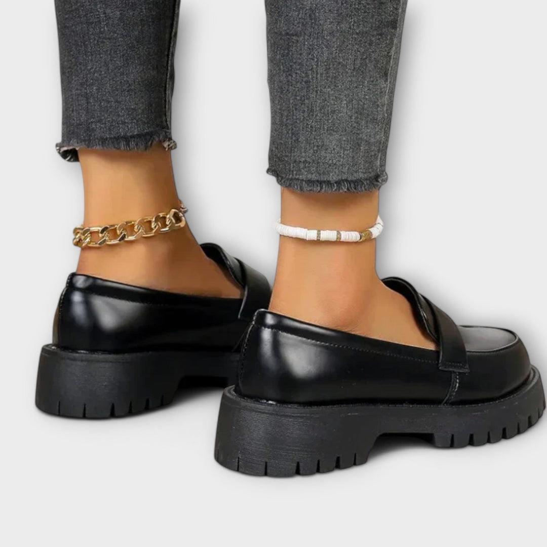 Ladies' Moccasins with Orthopedic Design and Satin Heels