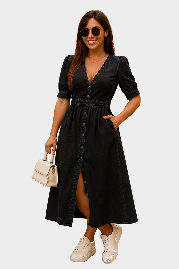 Buttoned Denim Dress