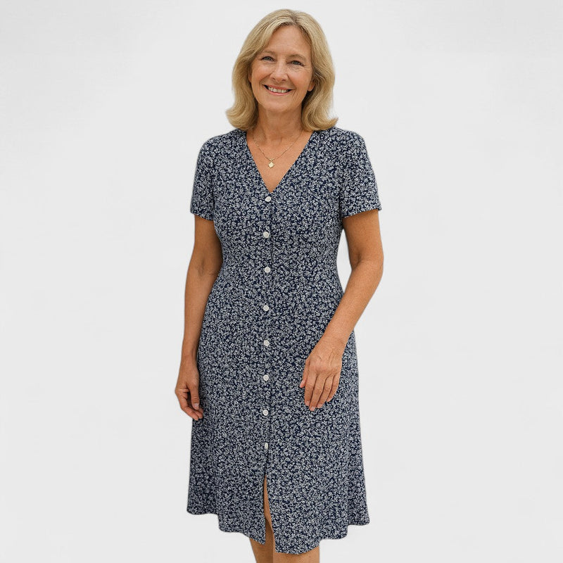 Cavell – Dress with Buttons and V-Neck