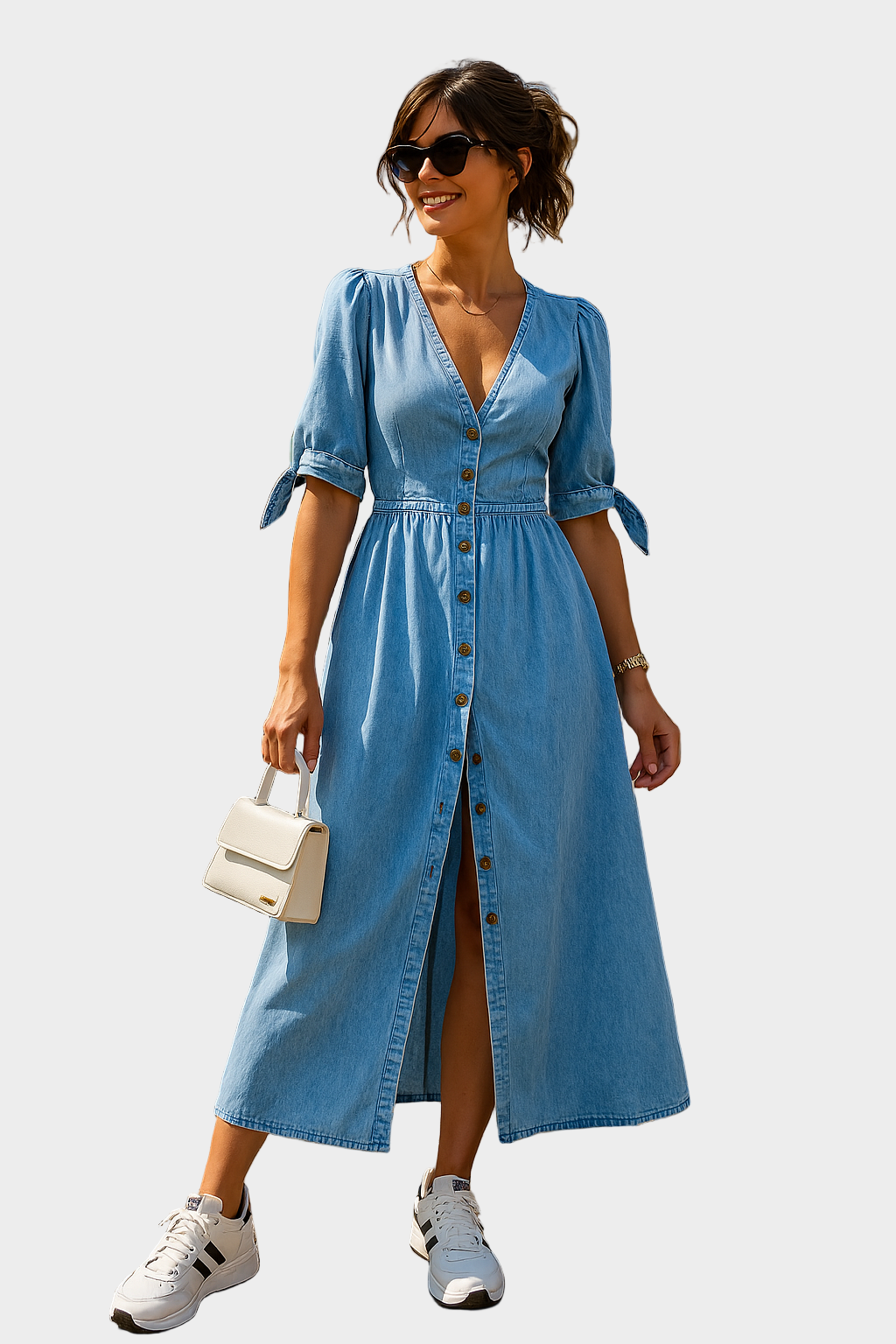 Buttoned Denim Dress