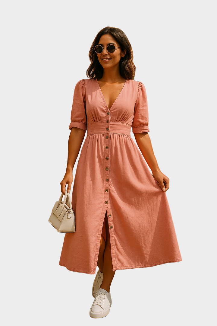 Buttoned Denim Dress