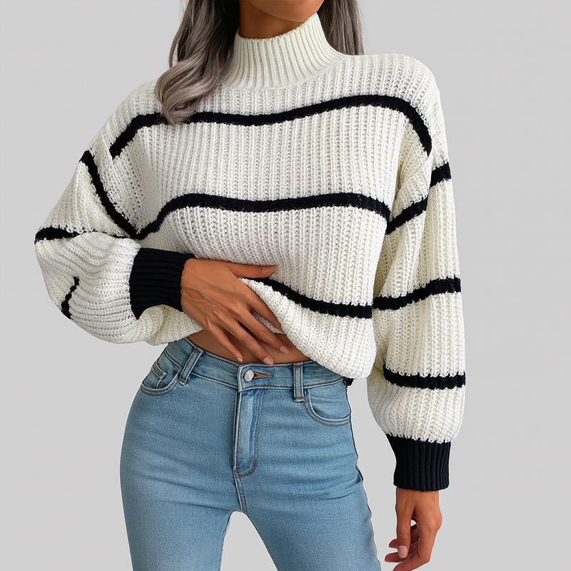 Sarah - High Neck Couture Sweater