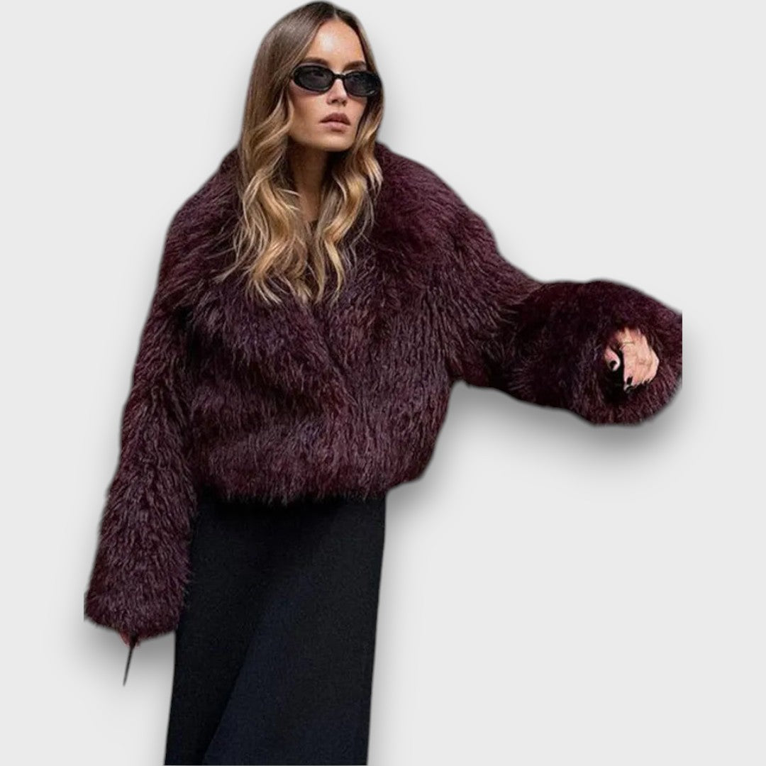 Mile – Luxury Faux Fur Coat in Deep Bordeaux