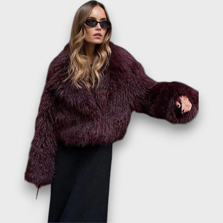 Mile – Luxury Faux Fur Coat in Deep Bordeaux