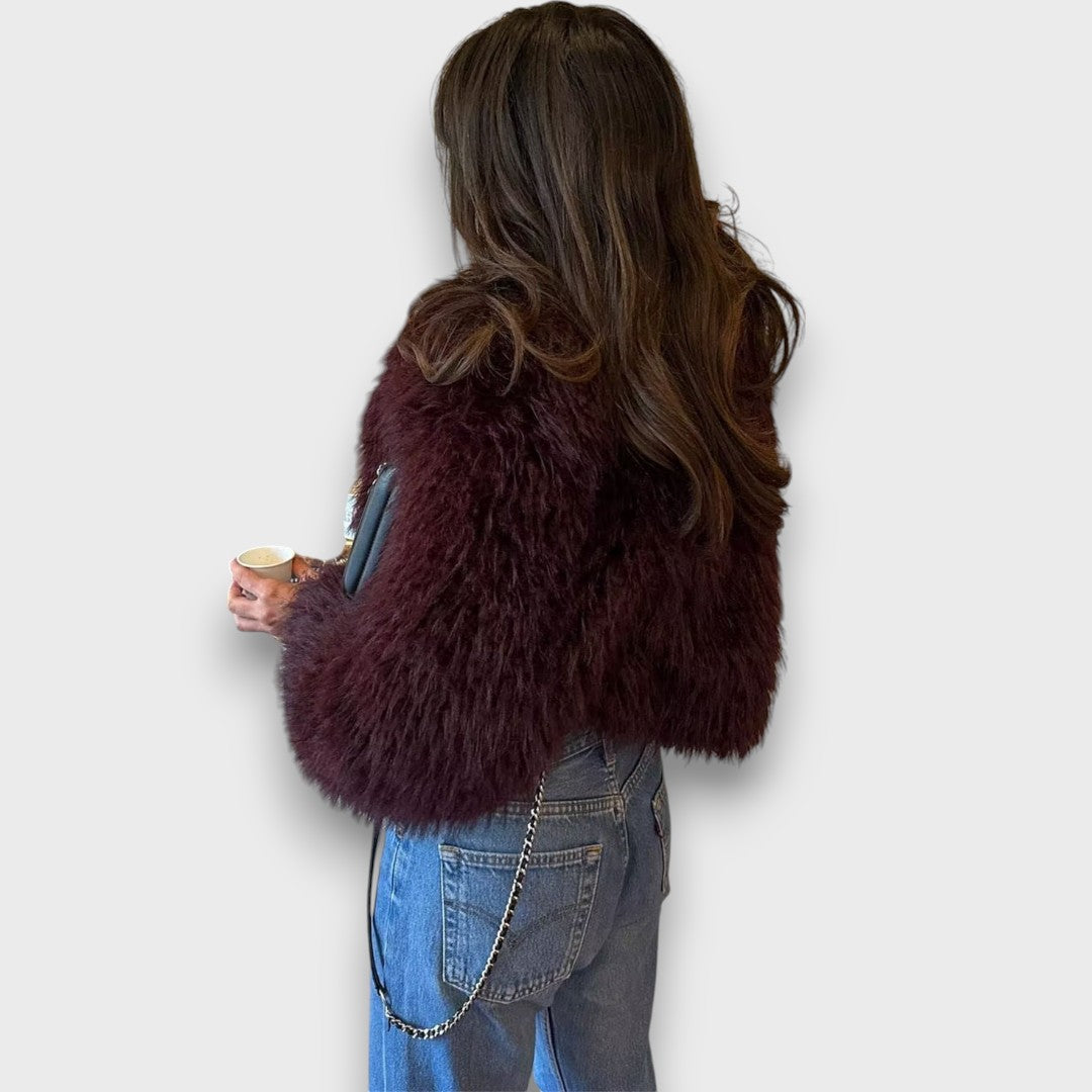 Mile – Luxury Faux Fur Coat in Deep Bordeaux