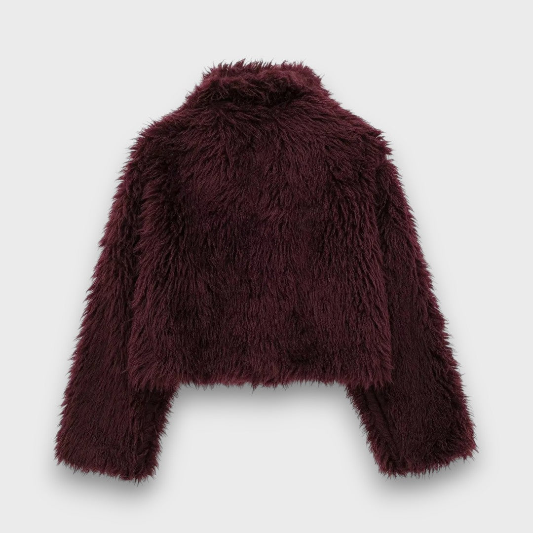 Mile – Luxury Faux Fur Coat in Deep Bordeaux