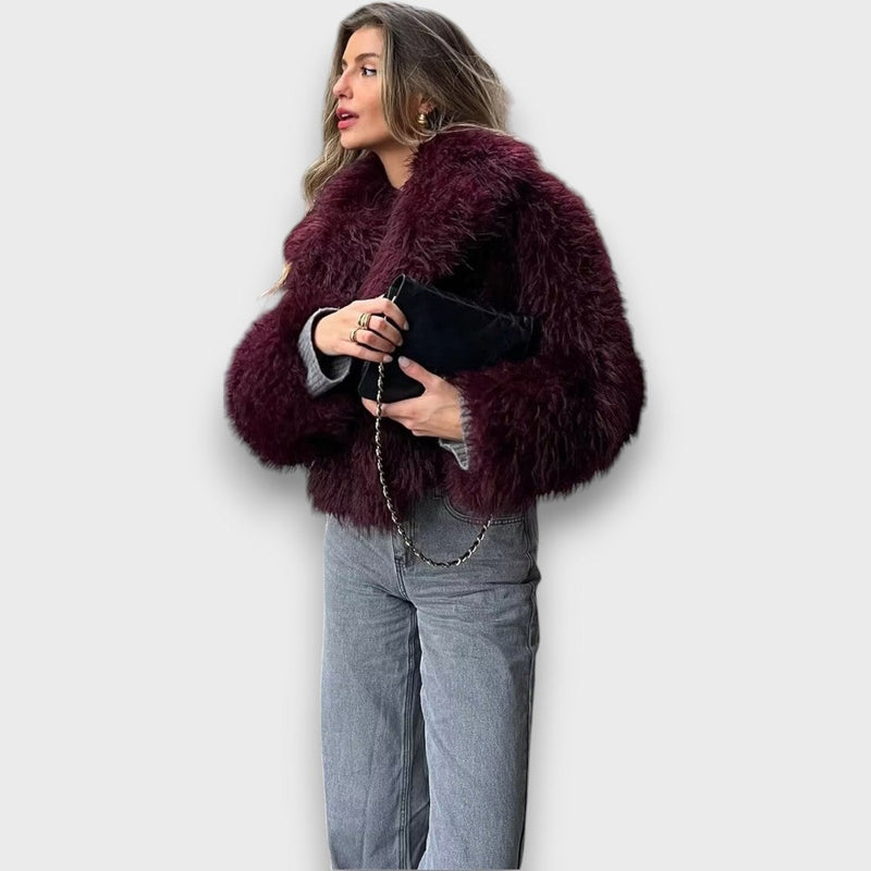 Mile – Luxury Faux Fur Coat in Deep Bordeaux