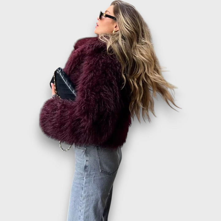 Mile – Luxury Faux Fur Coat in Deep Bordeaux